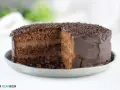 Tarta vegana de chocolate con cobertura brillante y virutas de chocolate. ¡Una delicia para los amantes del cacao!