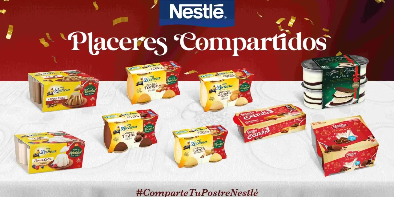 Variedad de postres Nestlé para compartir en Navidad: Panna Cotta, Toffee, Galleta María, Trufa, Turrón, Mousse After Eight y Chocolate. ¡Recetas Nestlé postres para disfrutar!