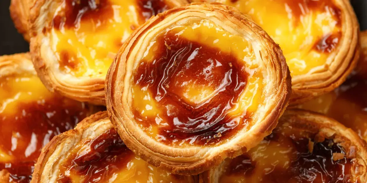 Pasteles de nata dorados y crujientes, listos para disfrutar. Una delicia de la pastel de nata recipe.
