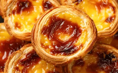 Pasteles de nata dorados y crujientes, listos para disfrutar. Una delicia de la pastel de nata recipe.