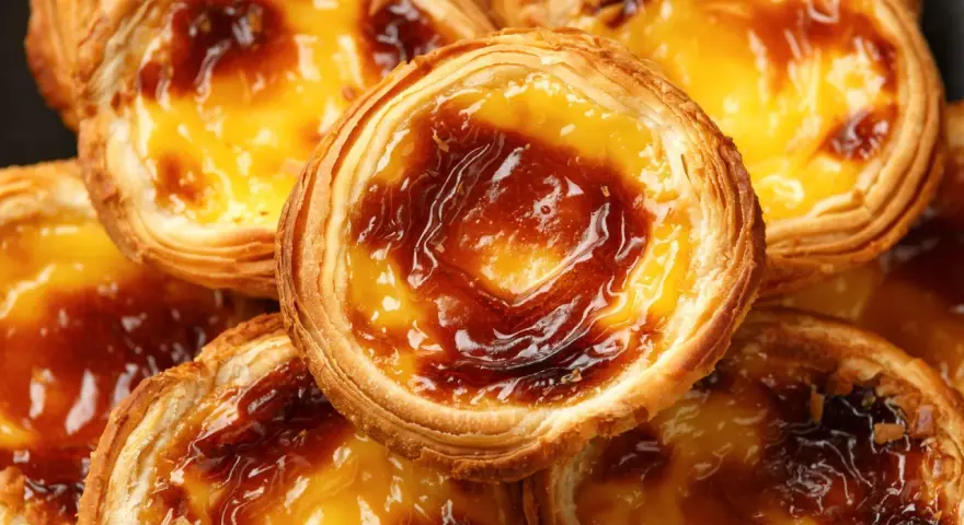 Pasteles de nata dorados y crujientes, listos para disfrutar. Una delicia de la pastel de nata recipe.